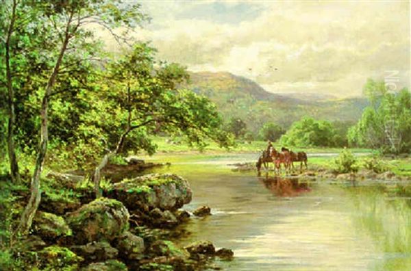 On The Lledr River, North Wales Oil Painting by Henry H. Parker