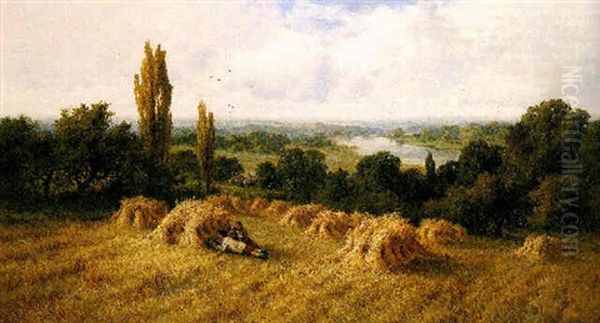 The Cornfield, Chertsey-on-thames Oil Painting by Henry H. Parker