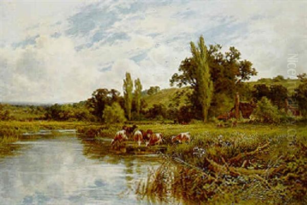 On The River Avon Oil Painting by Henry H. Parker