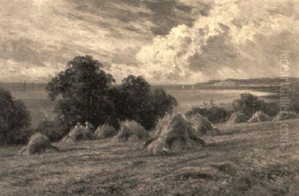 Harvest Time, Near Hastings, Sussex Oil Painting by Henry H. Parker