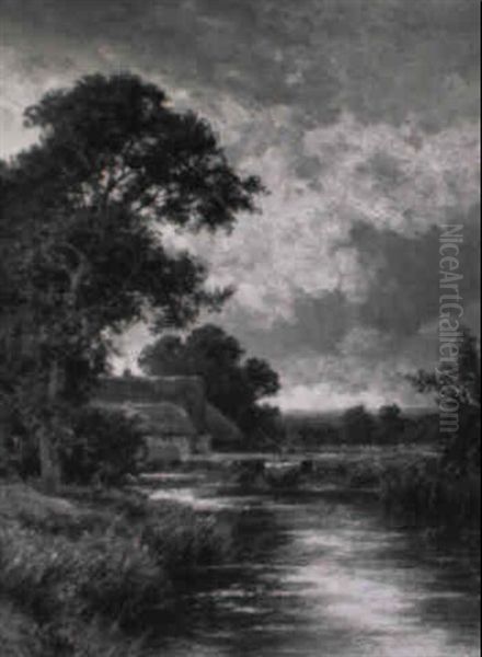 Mill Stream Near Abinger, Surrey Oil Painting by Henry H. Parker