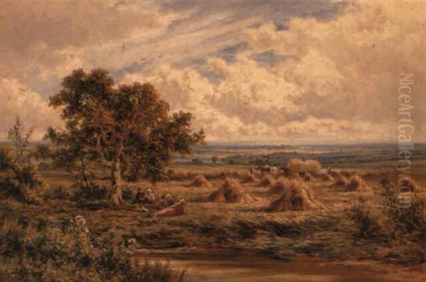 A Surrey Cornfield Oil Painting by Henry H. Parker