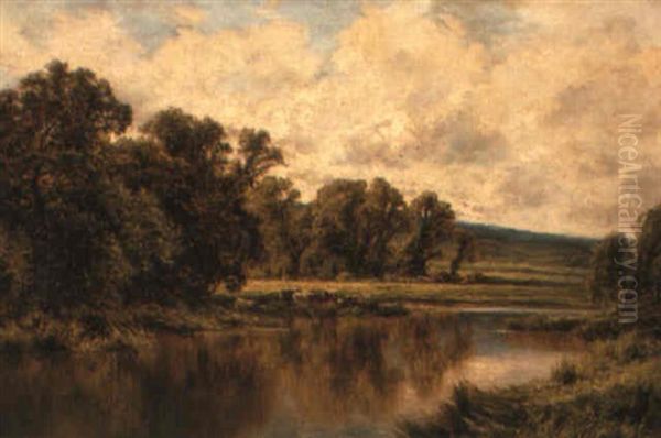 Sleeping Waters Near Wargrave On Thames Oil Painting by Henry H. Parker