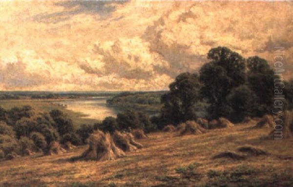 Harvesting Near Henley Oil Painting by Henry H. Parker