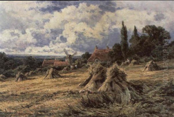 A Surrey Cornfield Oil Painting by Henry H. Parker