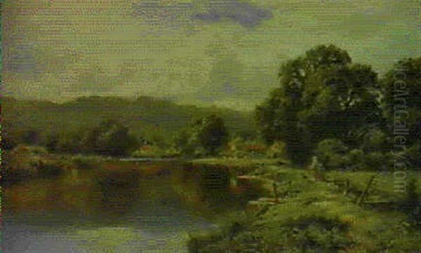 The Thames - The Bells Of Ousely - Old Windsor Oil Painting by Henry H. Parker