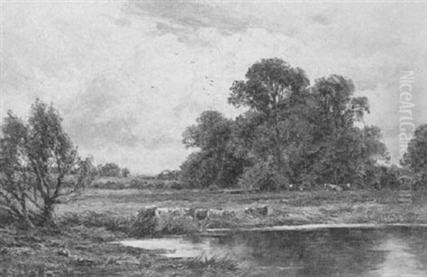 Near Egham, Surrey Oil Painting by Henry H. Parker