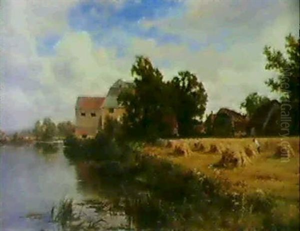 An Old Mill On The Banks Of The Ouse Oil Painting by Henry H. Parker