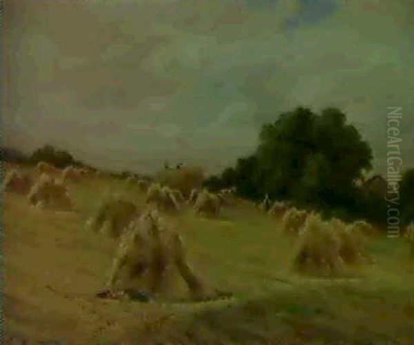 A Surrey Cornfield, Ner Reigate Oil Painting by Henry H. Parker