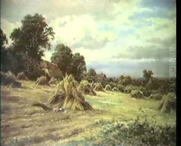 Harvest Time, Godalming, Surrey Oil Painting by Henry H. Parker