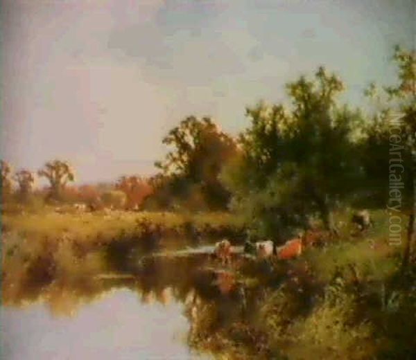 Near Goreing On The Thames Oil Painting by Henry H. Parker