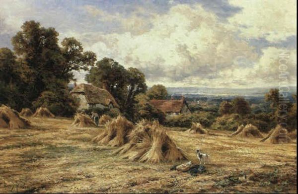 Harvest Time Near Haslemere Oil Painting by Henry H. Parker