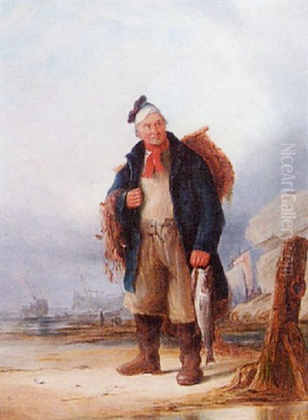 A Fisherman Oil Painting by Henry Perlee Parker