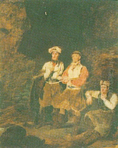 Hastings Fishermen Oil Painting by Henry Perlee Parker