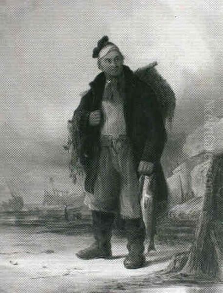 A Fisherman Oil Painting by Henry Perlee Parker