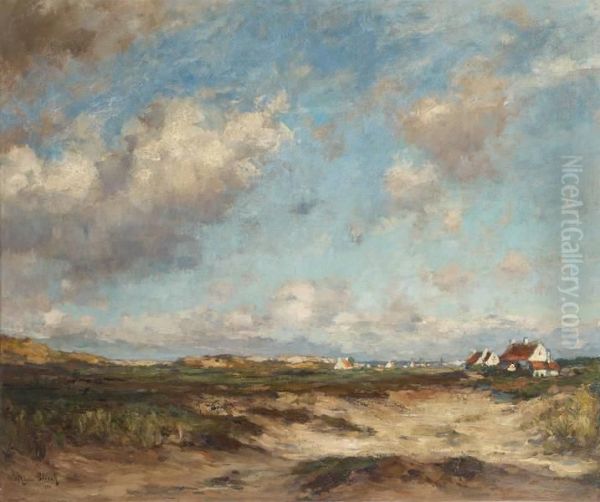 Maisons Derriere Les Dunes Oil Painting by Maurice Blieck