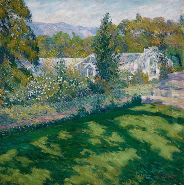 A Santa Barbara Garden Oil Painting by Lawton S. Parker