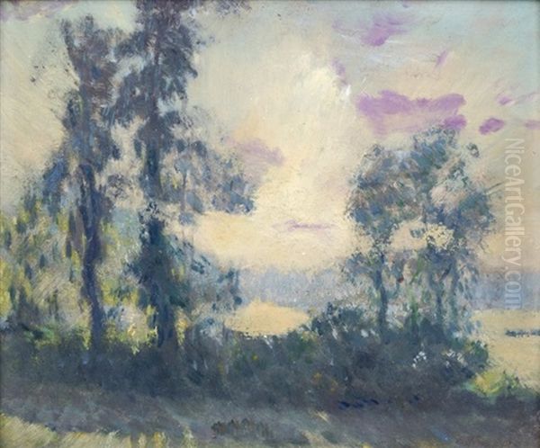 Sunlit Landscape Oil Painting by Lawton S. Parker