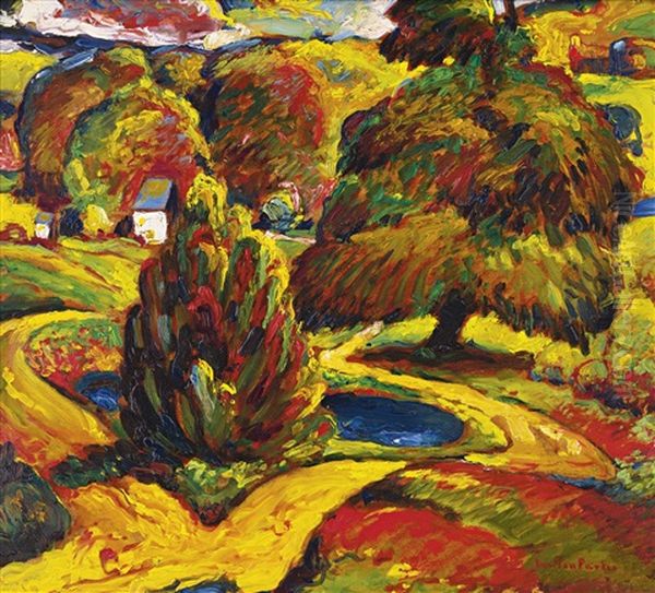 Fauvist Landscape Oil Painting by Lawton S. Parker