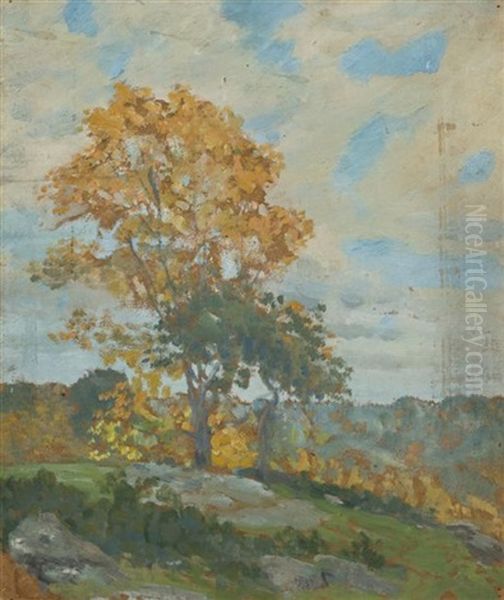 Landscape With Rock Out Cropping Oil Painting by Lawton S. Parker