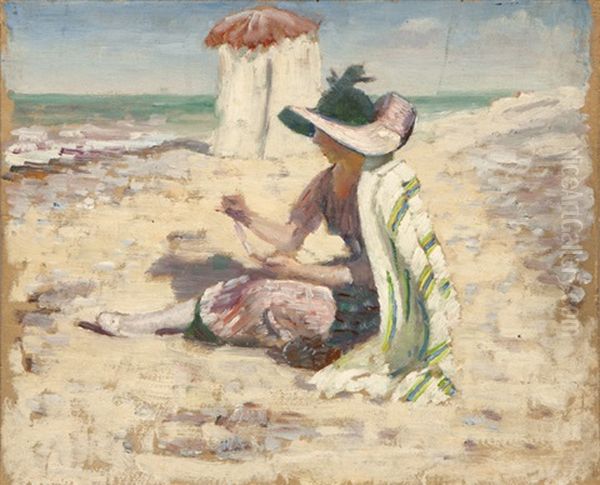 Figure On A Beach Oil Painting by Lawton S. Parker