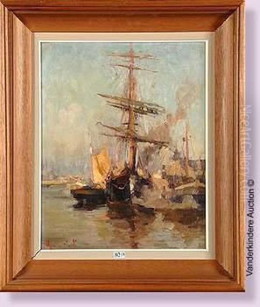 Voiliers Au Port Oil Painting by Maurice Blieck