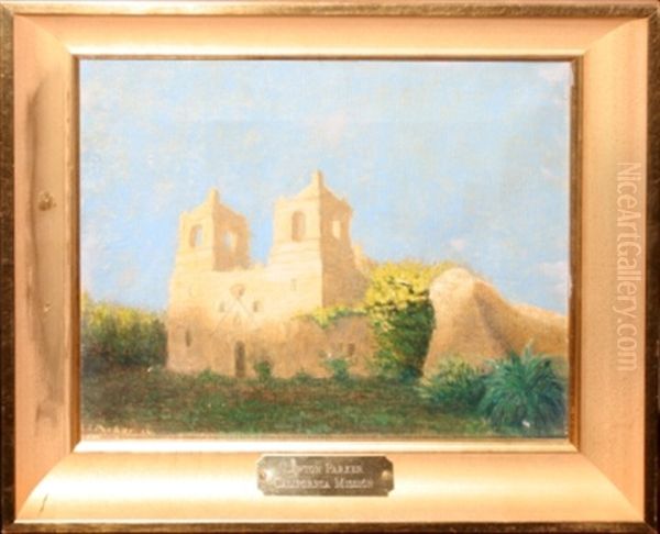 California Mission Oil Painting by Lawton S. Parker