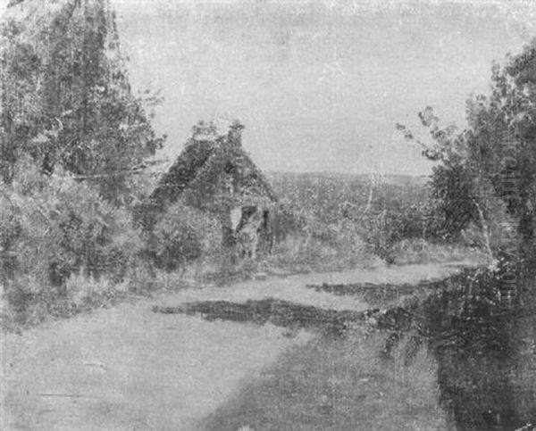 Landscape With Barn And Horse Oil Painting by Lawton S. Parker