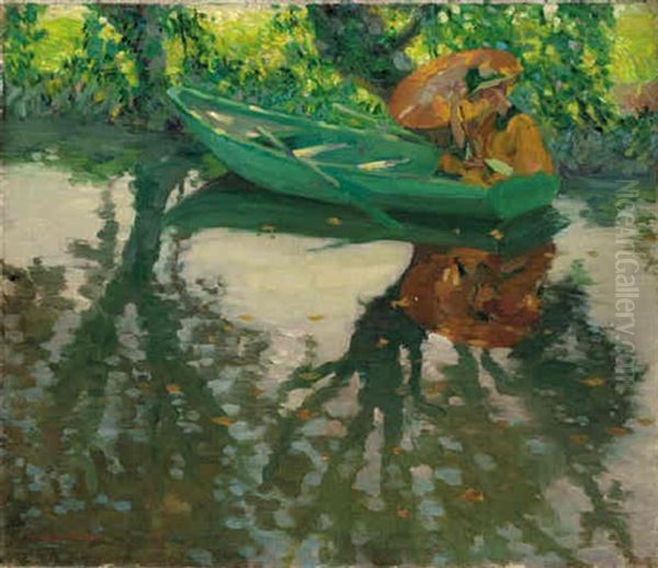 Orange Parasol, Giverny Oil Painting by Lawton S. Parker