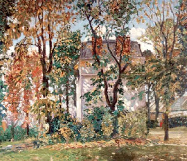 Chateau In Autumn Oil Painting by Lawton S. Parker