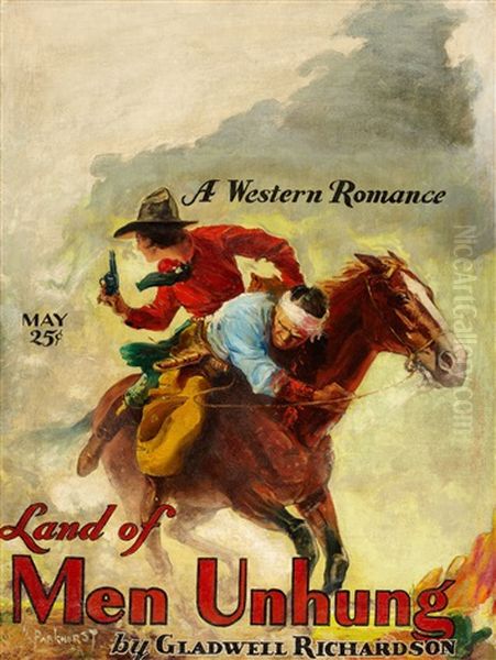 Land Of Men Unhung, Pulp Cover Oil Painting by Harry Landon Parkhurst