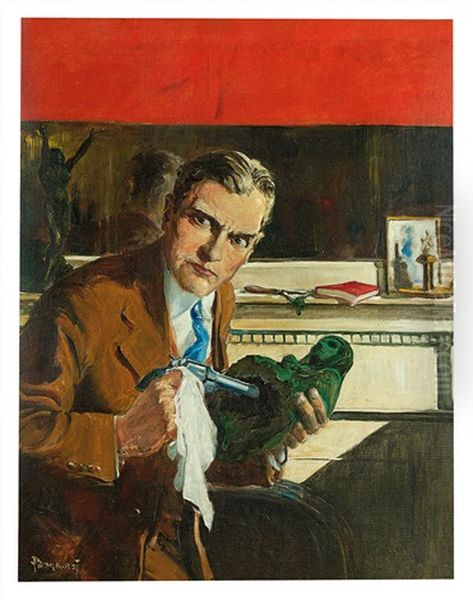 Complete Detective Novel Magazine Cover Oil Painting by Harry V. Parkhurst