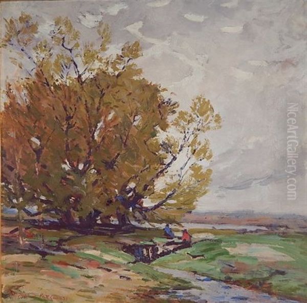 Autumn Willows Oil Painting by Thomas Shrewsbury Parkhurst