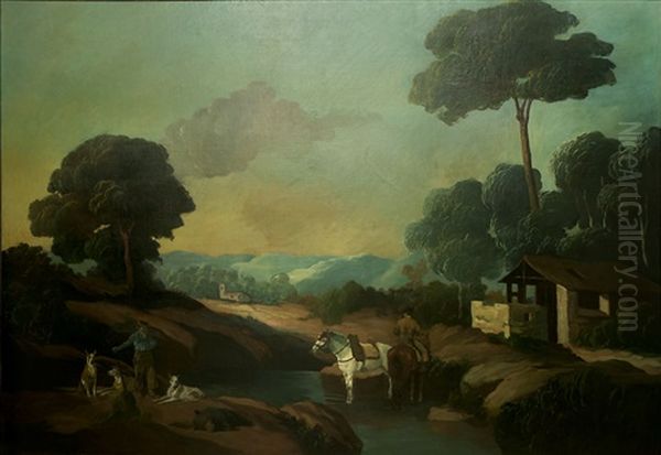 La Caza Del Jabali Oil Painting by Andres (Comte) Parlade y Heredia