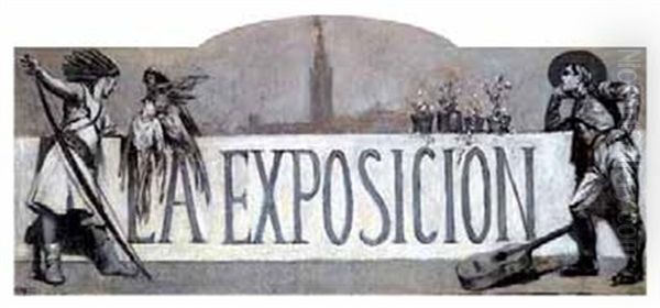 Cartel Para La Exposicion Universal De Oil Painting by Andres (Comte) Parlade y Heredia