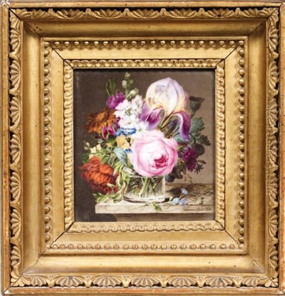 Bouquet De Fleurs Dans Un Vase Oil Painting by Leopold Parmann