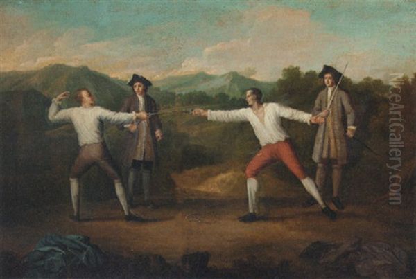 A Duel Oil Painting by Jacques Parmentier