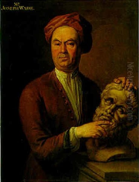 Portrait Of Joseph Wade With A Bust Of Hercules In His Hands Oil Painting by Jacques Parmentier