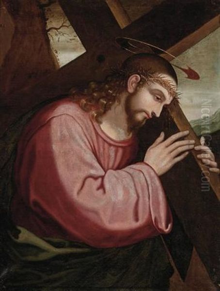 Christ Carrying The Cross Oil Painting by  Parmigianino