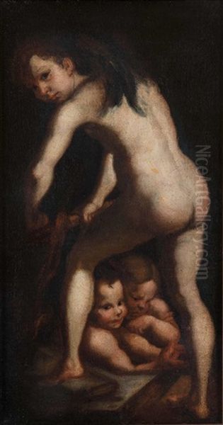 Des 17. Jhdts. Der Bogenschnitzende Amor Oil Painting by  Parmigianino