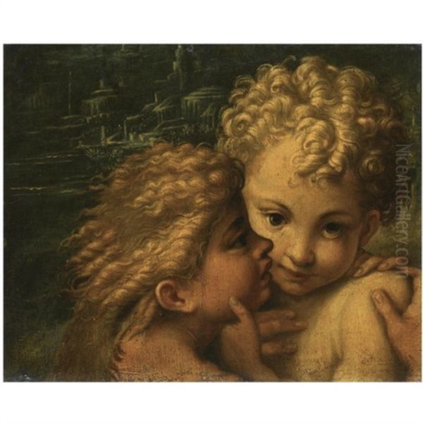 The Christ Child And The Infant Saint John The Baptist Oil Painting by  Parmigianino