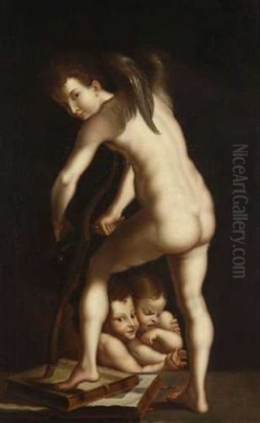 Der Bogenschnitzende Amor Oil Painting by  Parmigianino