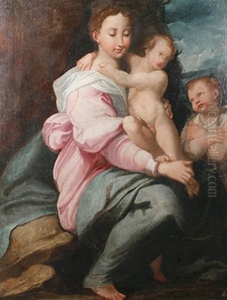 Madonna And Child With The Infant St. John The Baptist Oil Painting by  Parmigianino