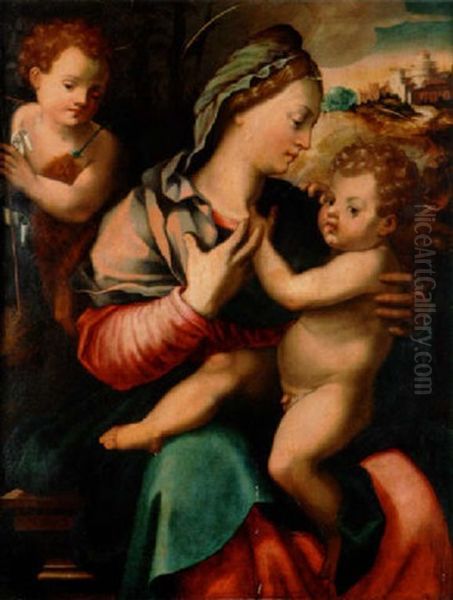 La Vierge, L'enfant Et Le Jeune Saint Jean Oil Painting by  Parmigianino