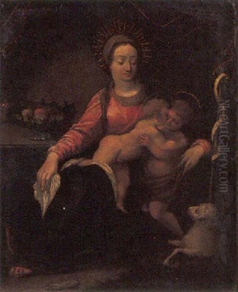 Madonna Con Bambino E San Giovannino Oil Painting by  Parmigianino