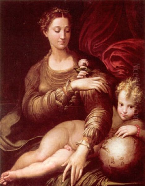 The Madonna And Child (la Madonna Della Rosa) Oil Painting by  Parmigianino