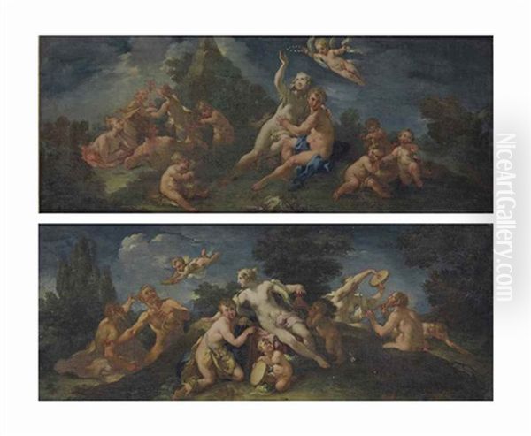 Bacchus And Ariadne; And Daphnis And Chloe (pair) Oil Painting by  Parmigianino (Michele da Parma)