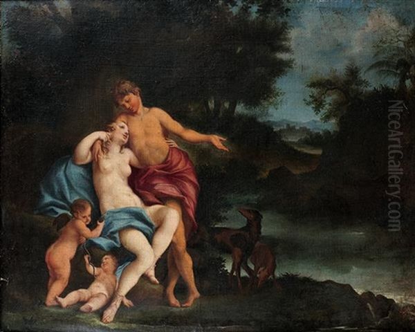 Venus Et Adonis Dans Un Paysage Oil Painting by  Parmigianino (Michele da Parma)