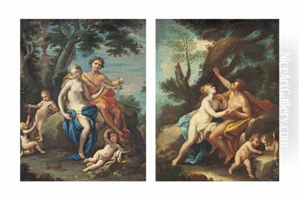 Bacchus And Ariadne; Angelica And Medoro (pair) Oil Painting by  Parmigianino (Michele da Parma)