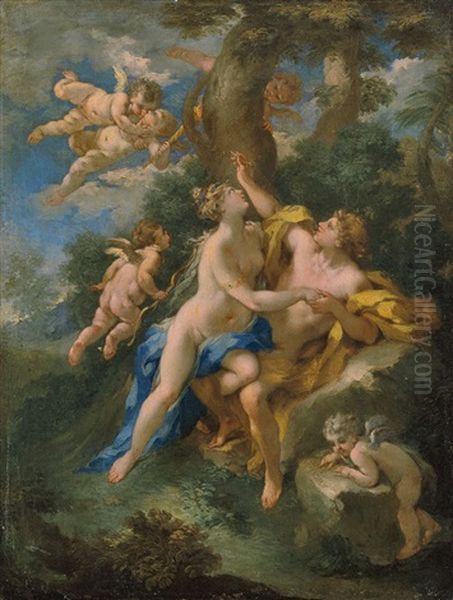 Angelica Und Medoro, Der Den Namen Seiner Geliebten In Die Rinde Eines Baumes Schneidet (after Ariost) Oil Painting by  Parmigianino (Michele da Parma)